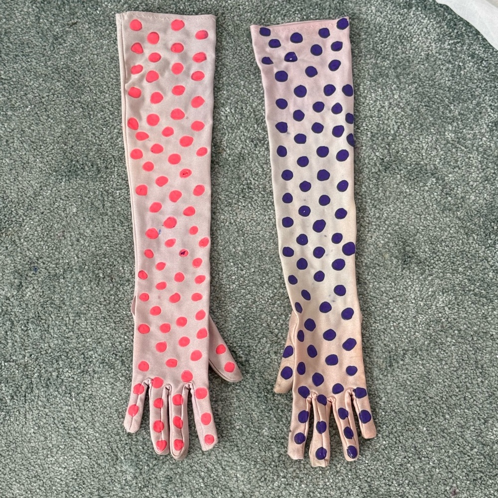 ⊹ ⟡ ⊹ Upcycled Polka Dot Opera Gloves ⊹ ⟡ ⊹